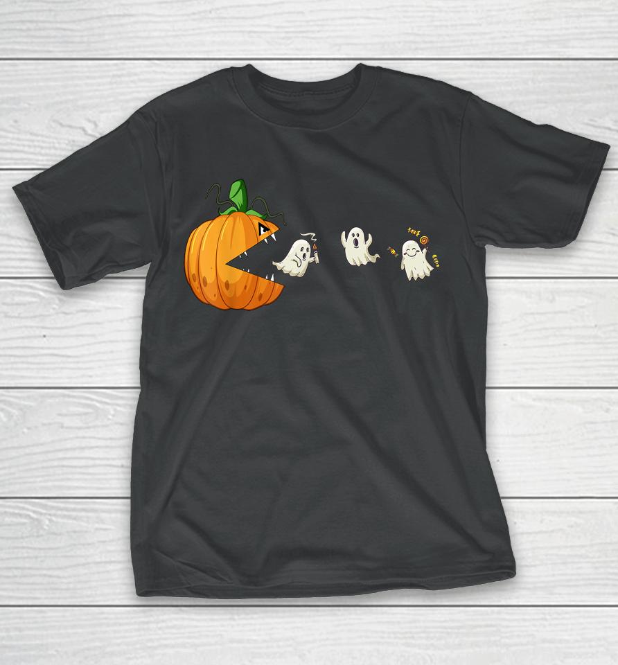 Halloween Scary Pumpkin Ghosts Creepy Halloween Gamer T-Shirt