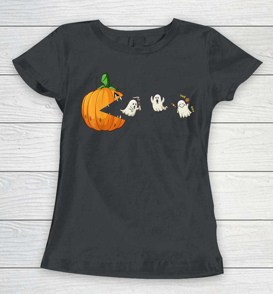 Halloween Scary Pumpkin Ghosts Creepy Halloween Gamer Women T-Shirt