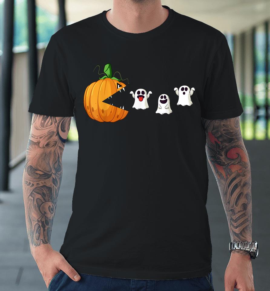Halloween Scary Pumpkin Ghosts Creepy Halloween Gamer Premium T-Shirt