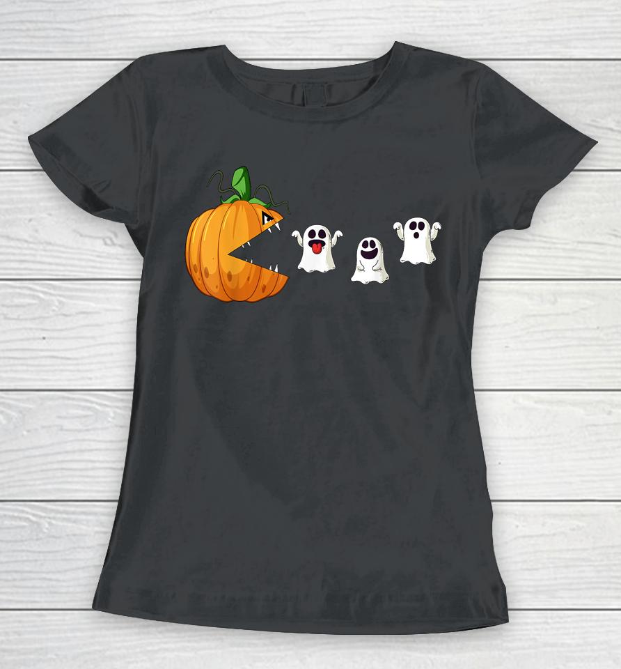 Halloween Scary Pumpkin Ghosts Creepy Halloween Gamer Women T-Shirt