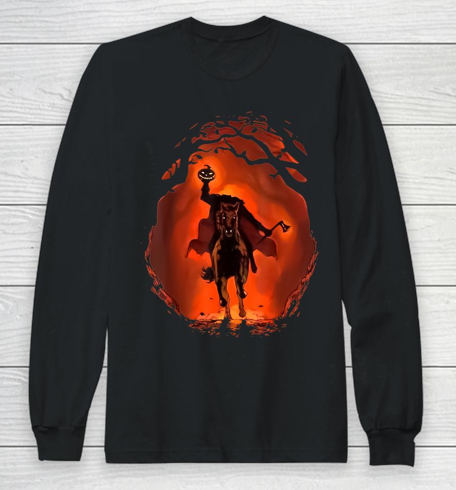 Halloween Scary Pumpkin Headless Horseman Long Sleeve T-Shirt