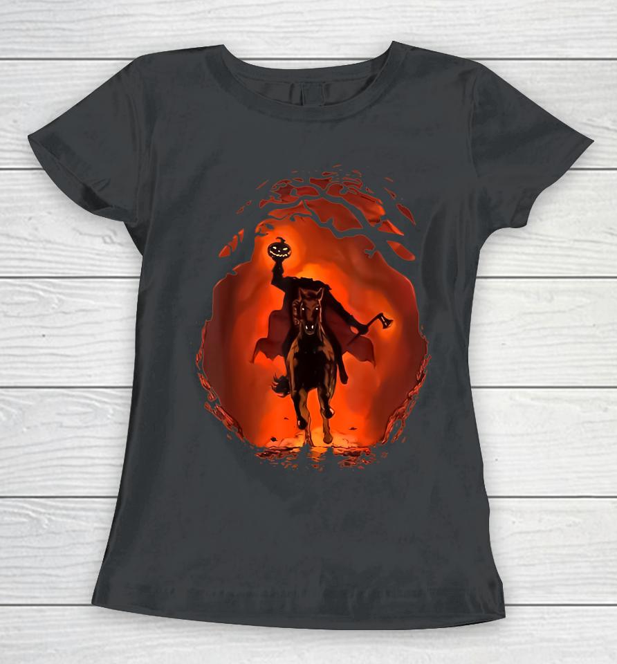 Halloween Scary Pumpkin Headless Horseman Women T-Shirt