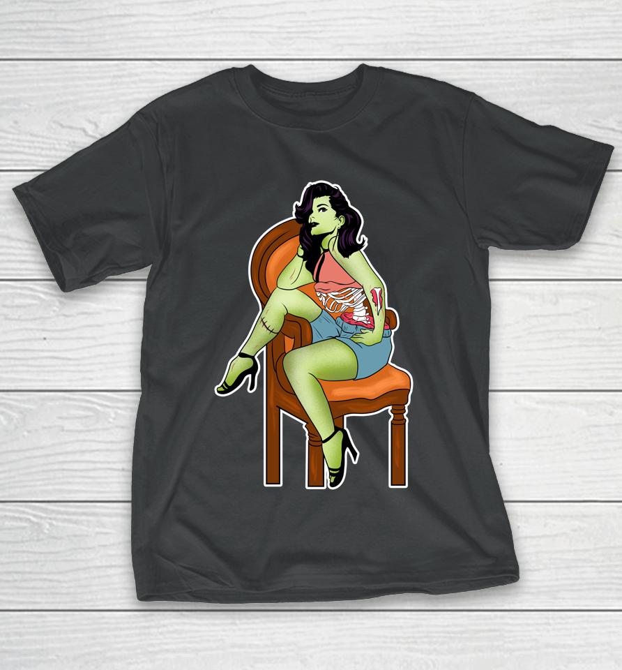 Halloween Sexy Dead Beautiful Pinup Zombie T-Shirt