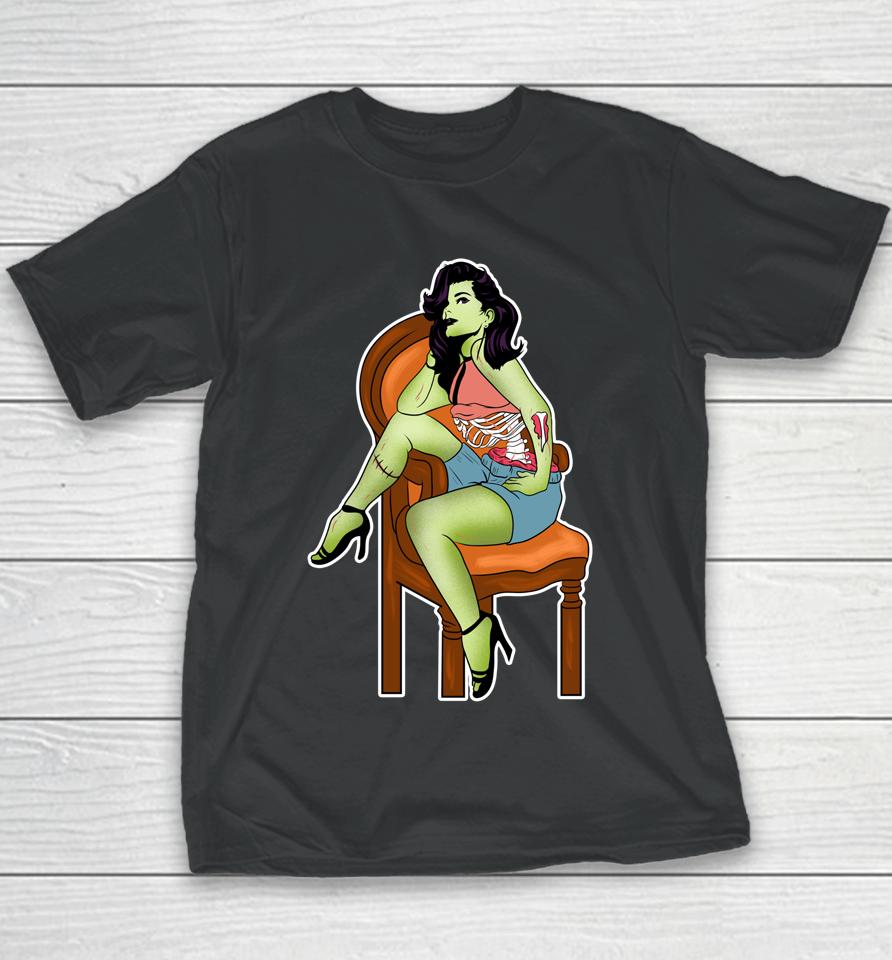 Halloween Sexy Dead Beautiful Pinup Zombie Youth T-Shirt