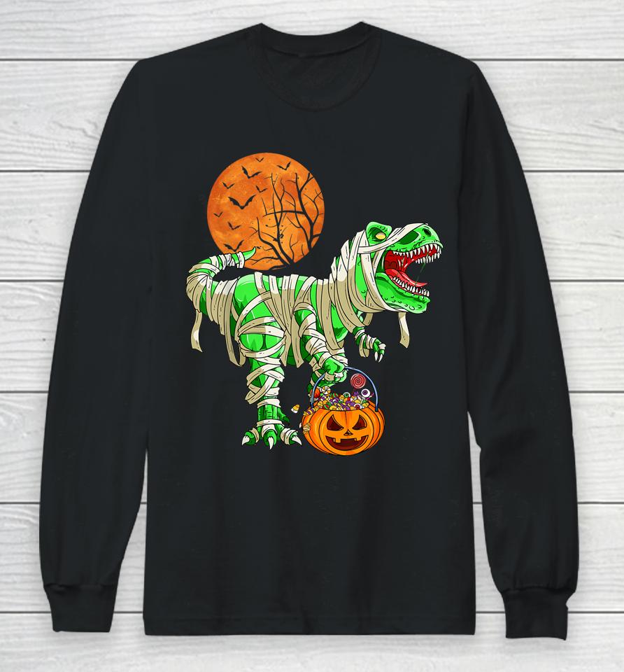Halloween  For Boys Men Dinosaur T-Rex Mummy Pumpkin Long Sleeve T-Shirt