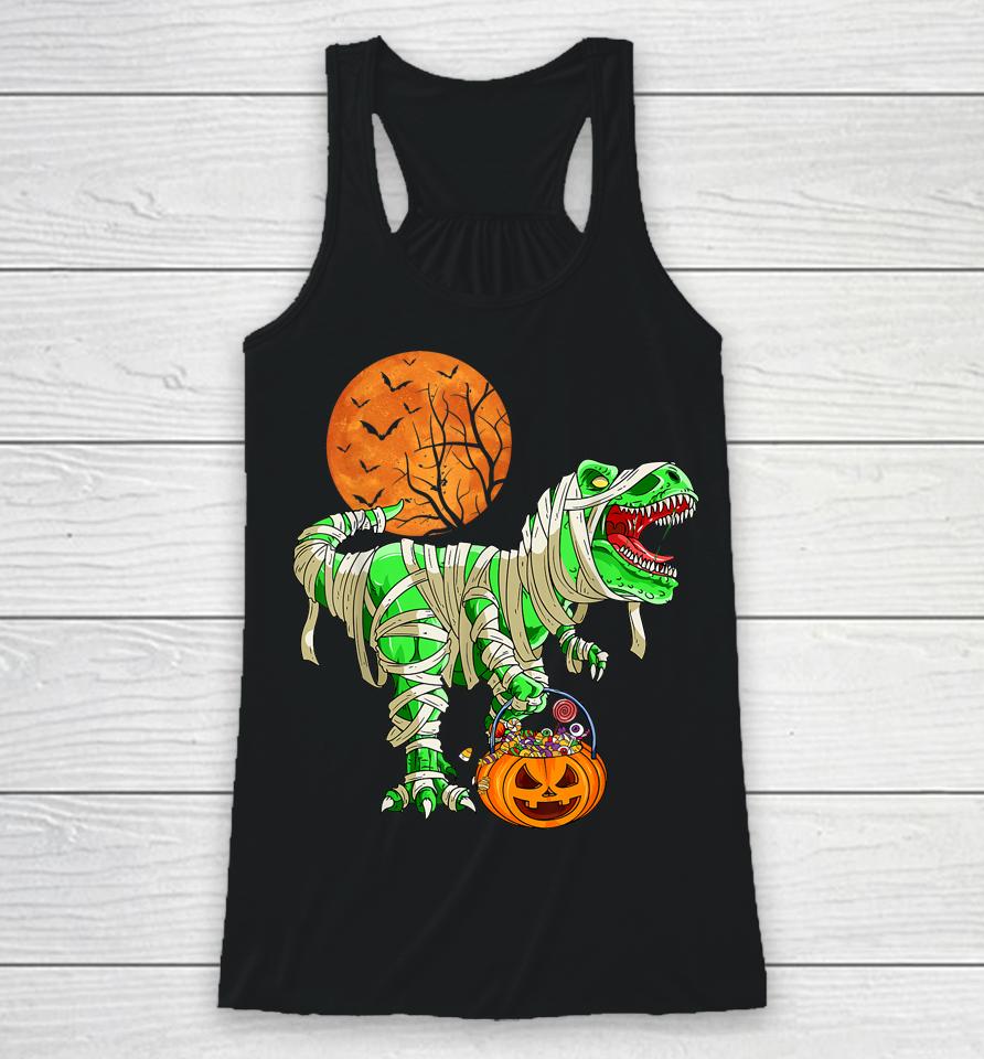 Halloween  For Boys Men Dinosaur T-Rex Mummy Pumpkin Racerback Tank