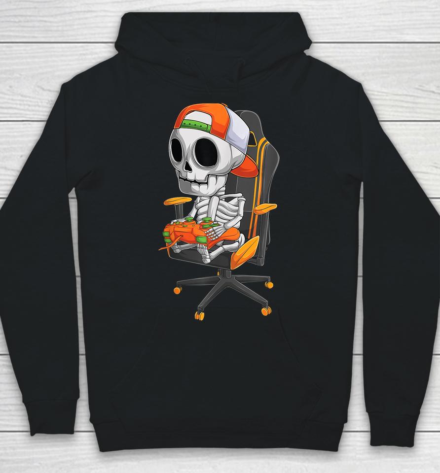 Halloween Skeleton Gamer Video Gaming Hoodie
