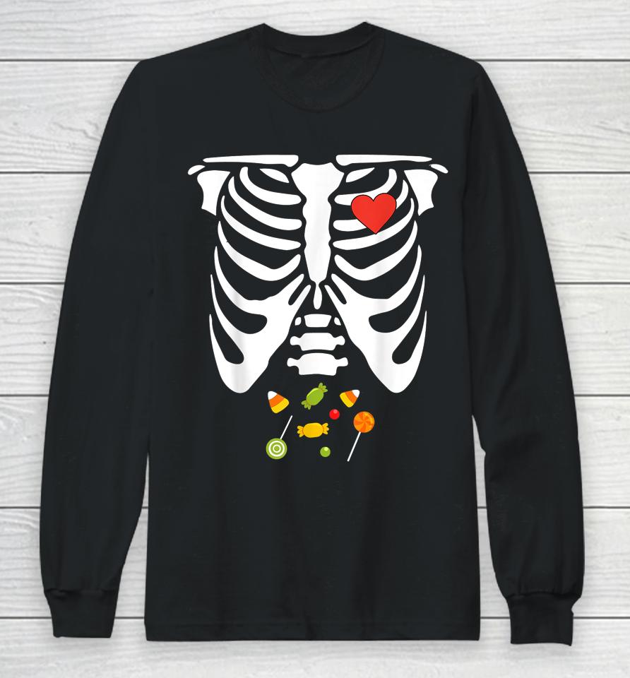 Halloween Skeleton Rib Cage Halloween Candy Long Sleeve T-Shirt