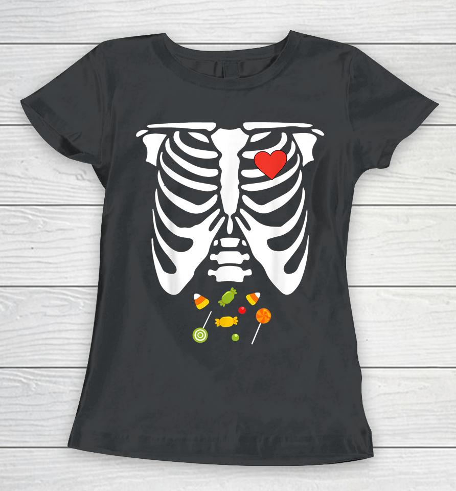 Halloween Skeleton Rib Cage Halloween Candy Women T-Shirt