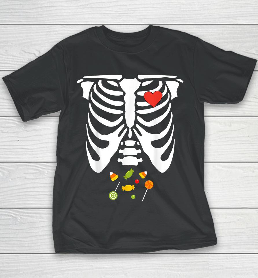 Halloween Skeleton Rib Cage Halloween Candy Youth T-Shirt
