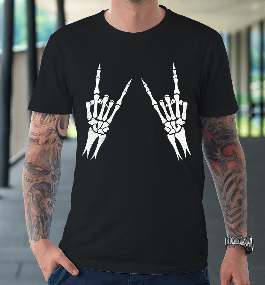 Halloween Skeleton Rocker Graphic Costume Premium T-Shirt