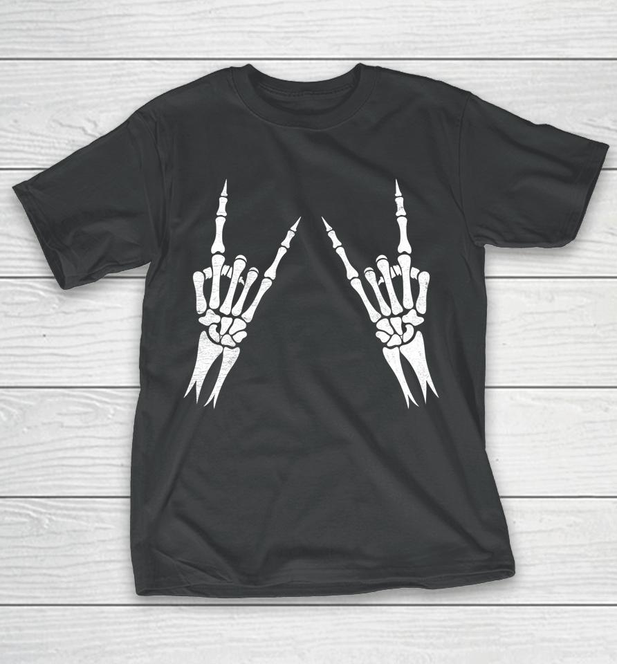 Halloween Skeleton Rocker Graphic Costume T-Shirt