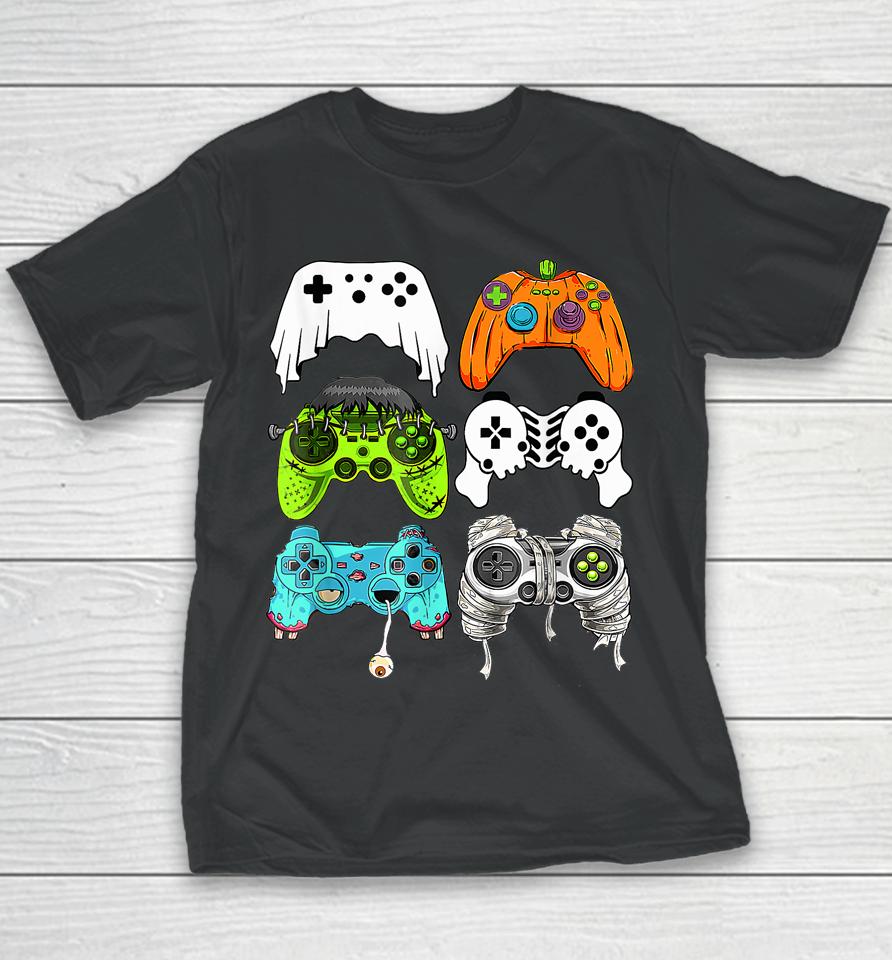 Halloween Skeleton Zombie Gaming Controllers Mummy Game Youth T-Shirt