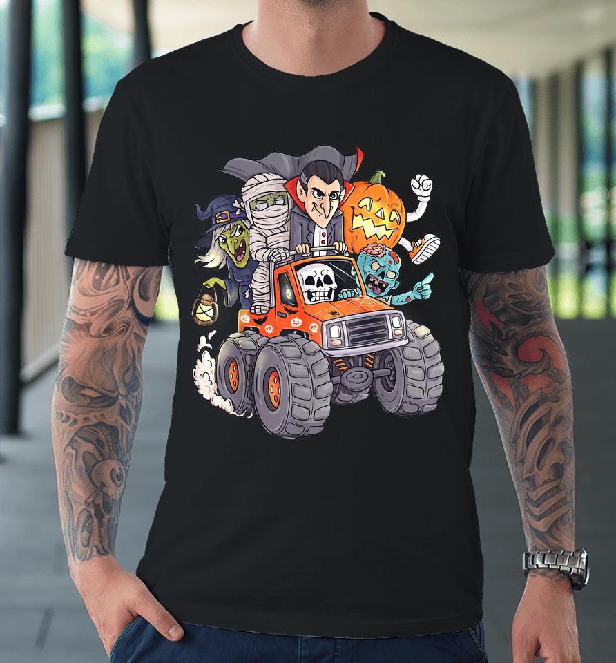 Halloween Skeleton Zombie Monster Truck Vampire Boys Premium T-Shirt