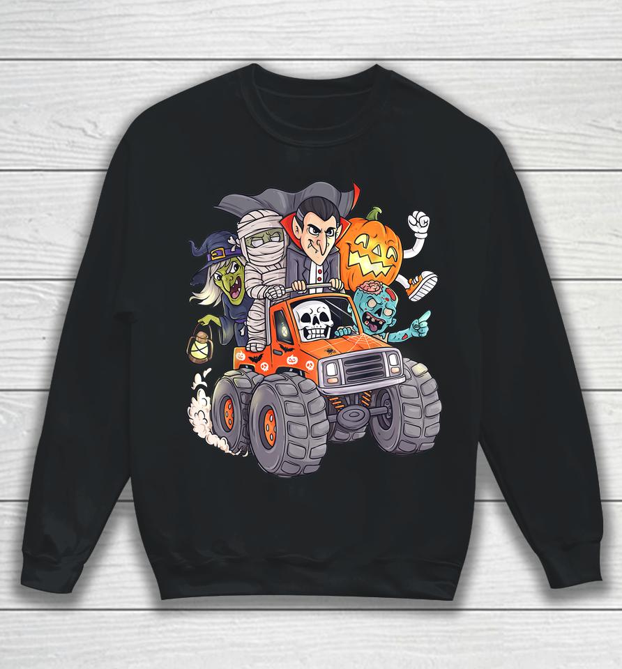Halloween Skeleton Zombie Monster Truck Vampire Boys Sweatshirt