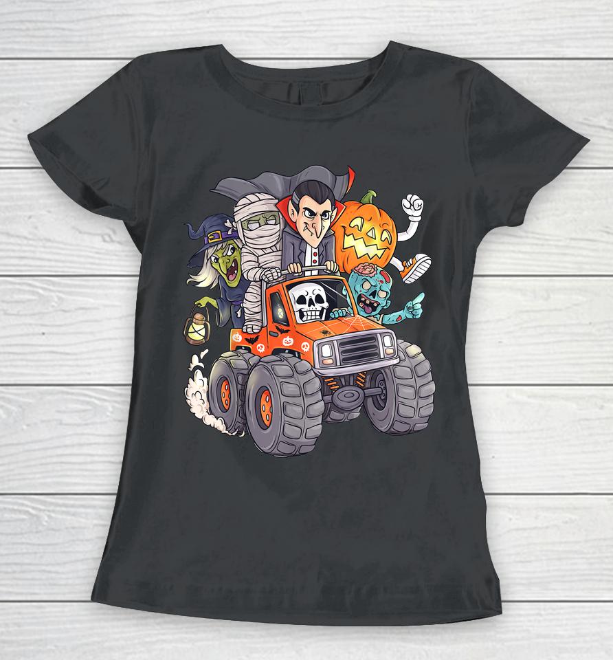 Halloween Skeleton Zombie Monster Truck Vampire Boys Women T-Shirt