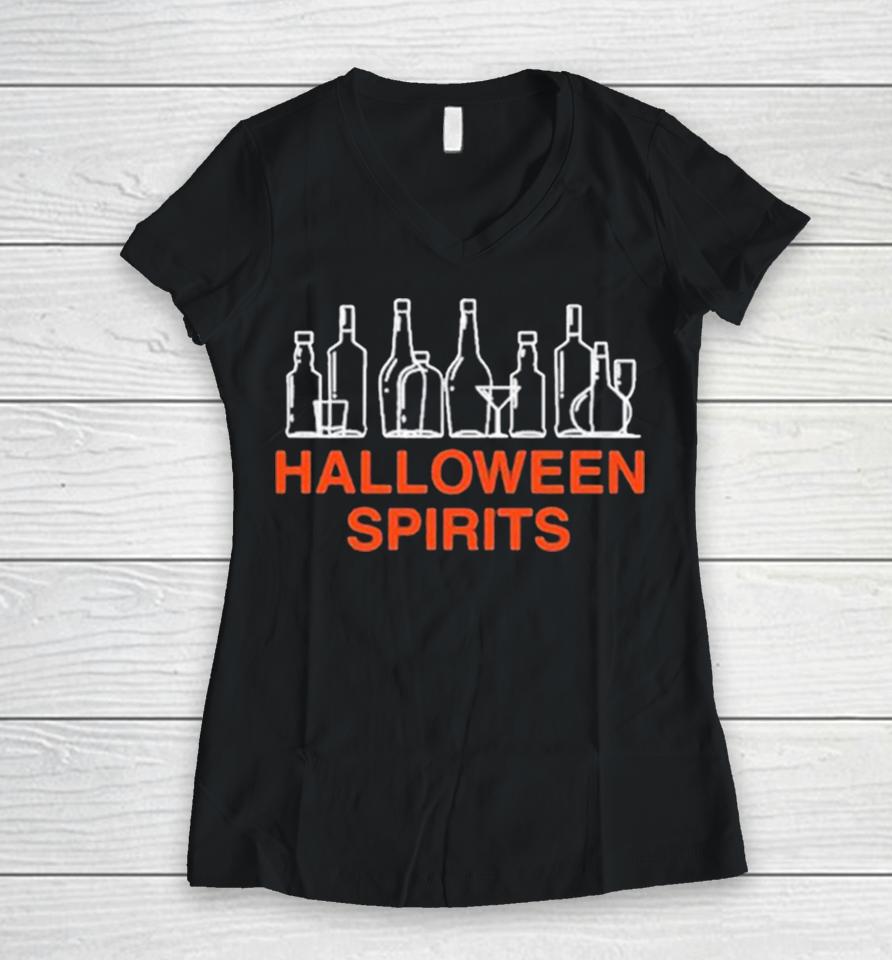 Halloween Spirits Bottle Women V-Neck T-Shirt