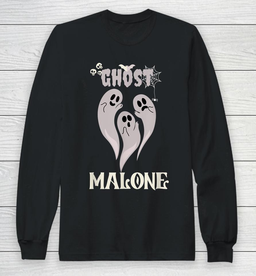 Halloween Spooky Season Fall Season Cute Ghost Malone Long Sleeve T-Shirt