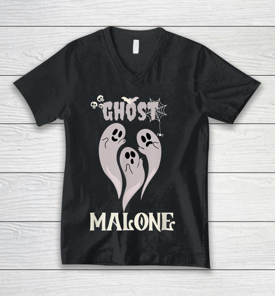 Halloween Spooky Season Fall Season Cute Ghost Malone Unisex V-Neck T-Shirt