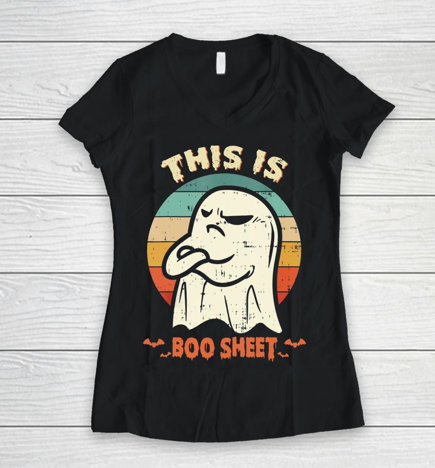 Halloween This Is Boo Sheet Ghost Women V-Neck T-Shirt