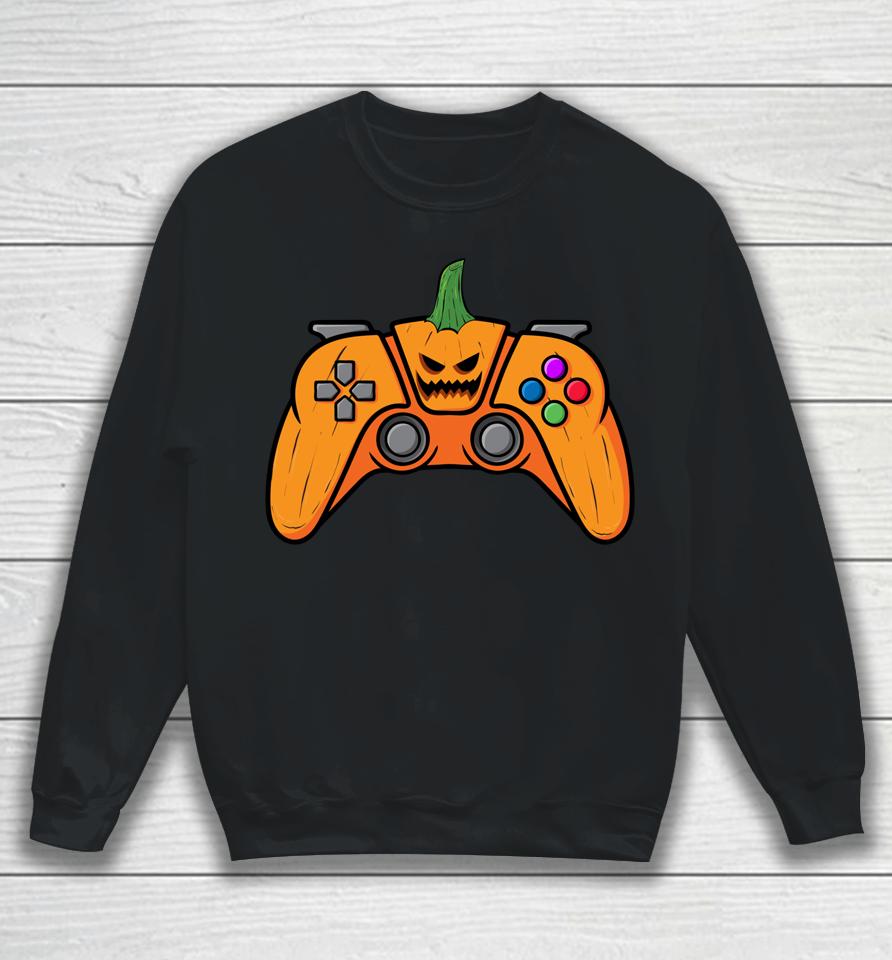 Halloween Video Game Controller With Pumpkin Face Gaming Sweatshirt