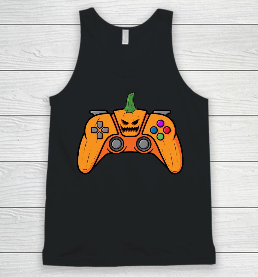 Halloween Video Game Controller With Pumpkin Face Gaming Unisex Tank Top
