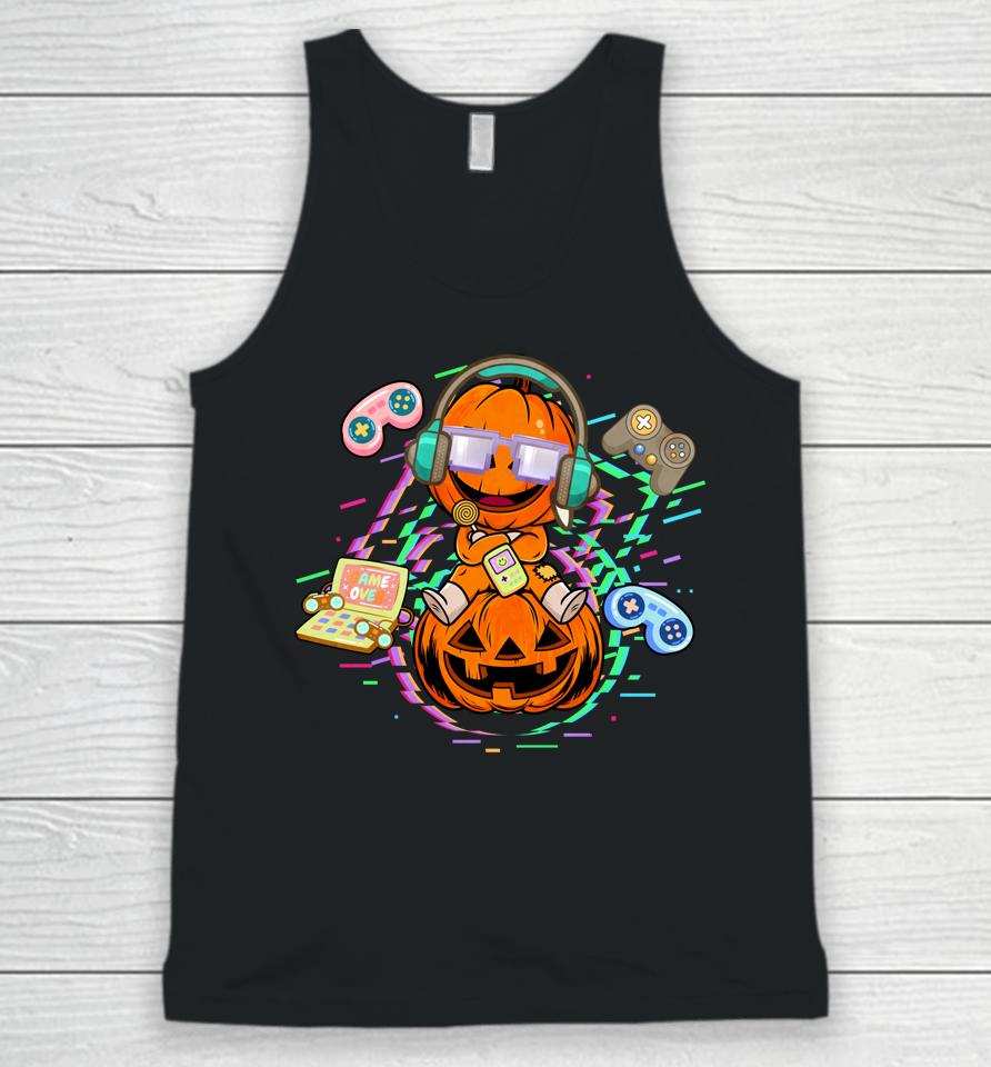 Halloween Video Gamer Pumpkin Jack O Lantern Unisex Tank Top