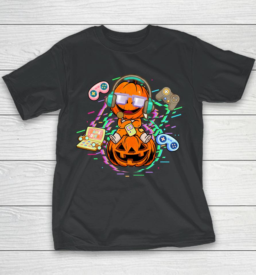 Halloween Video Gamer Pumpkin Jack O Lantern Youth T-Shirt
