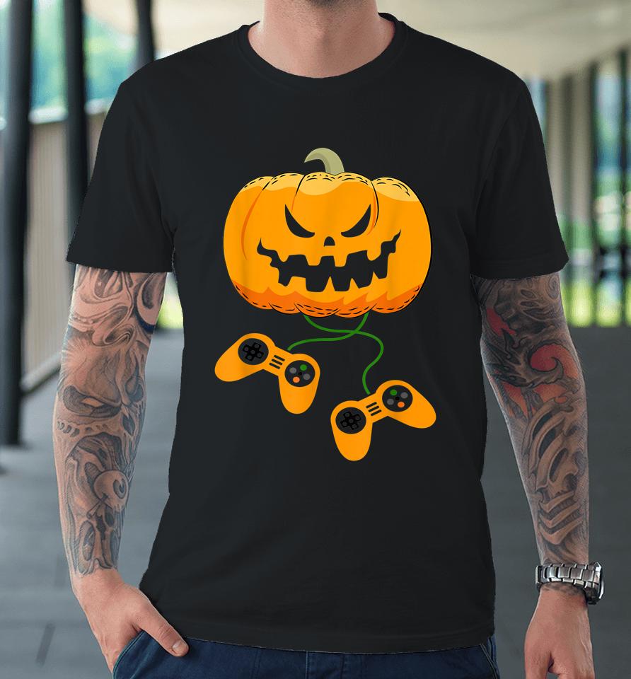 Halloween Video Gamer Pumpkin Jack O Lantern Premium T-Shirt