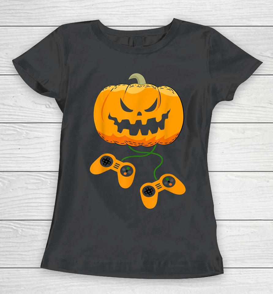 Halloween Video Gamer Pumpkin Jack O Lantern Women T-Shirt