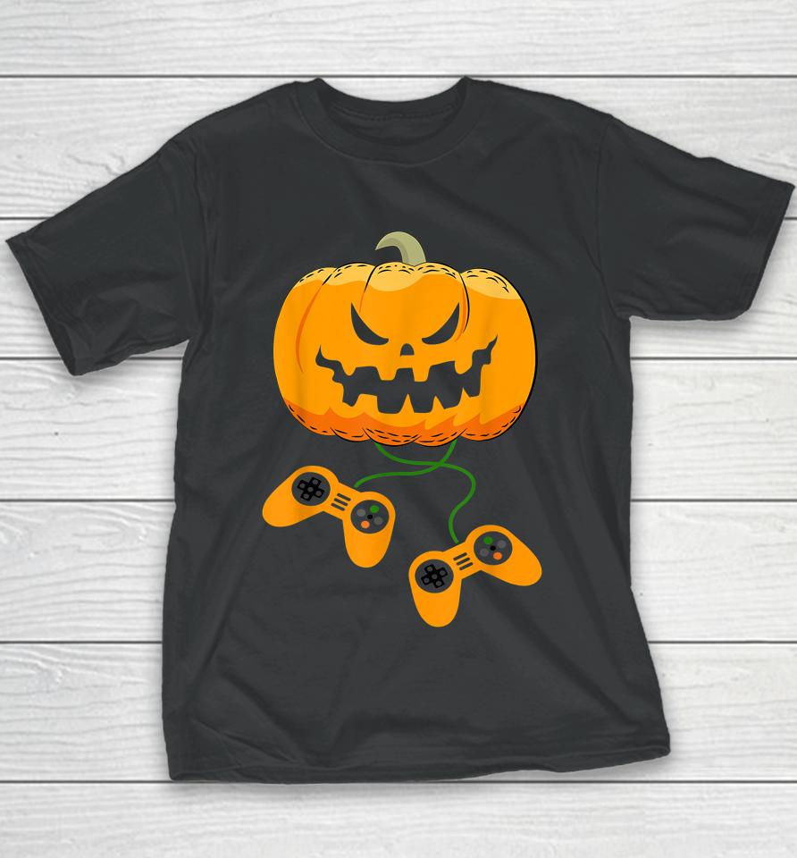Halloween Video Gamer Pumpkin Jack O Lantern Youth T-Shirt