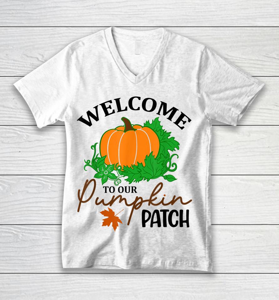Halloween Welcome To Our Pumpkin Patch Unisex V-Neck T-Shirt