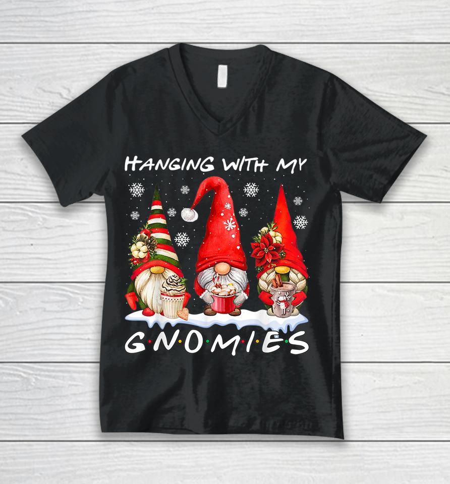 Hanging With My Gnomies Funny Gnome Friend Christmas Pajamas Unisex V-Neck T-Shirt