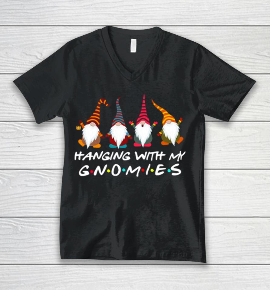 Hanging With My Gnomies Funny Gnome Friend Christmas Unisex V-Neck T-Shirt