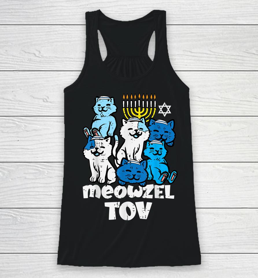 Hanukkah Cats Meowzel Tov Chanukah Jewish Racerback Tank