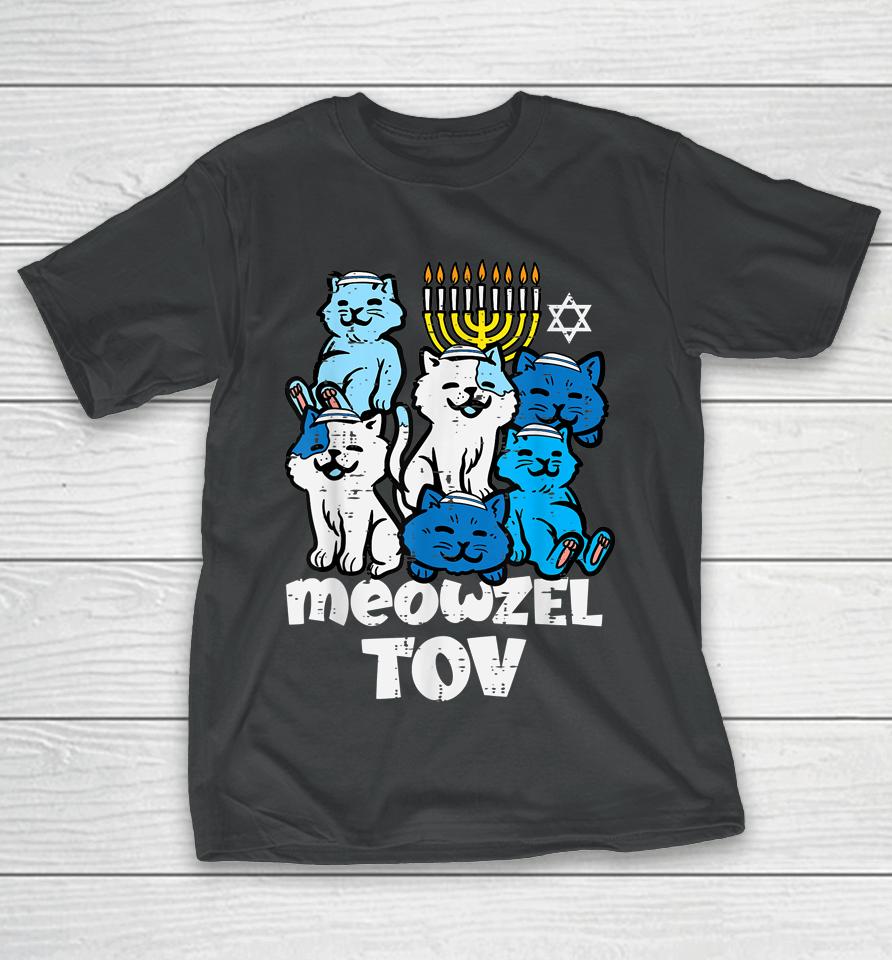 Hanukkah Cats Meowzel Tov Chanukah Jewish T-Shirt