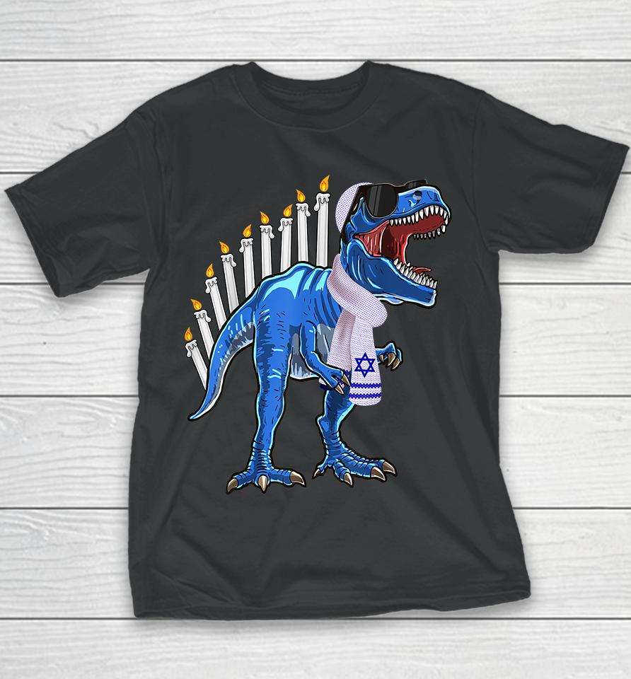 Hanukkah Dinosaur Menorasaurus T Rex Youth T-Shirt
