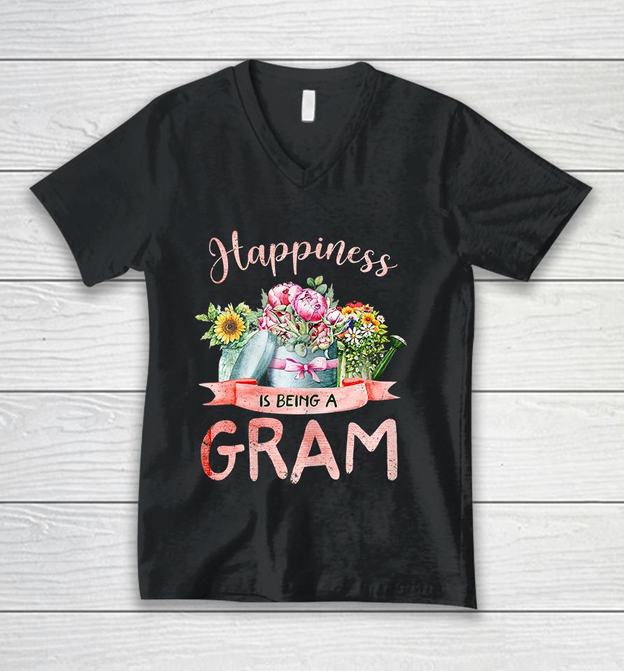 Happiness Is Being A Gram Mothers Day Unisex V-Neck T-Shirt