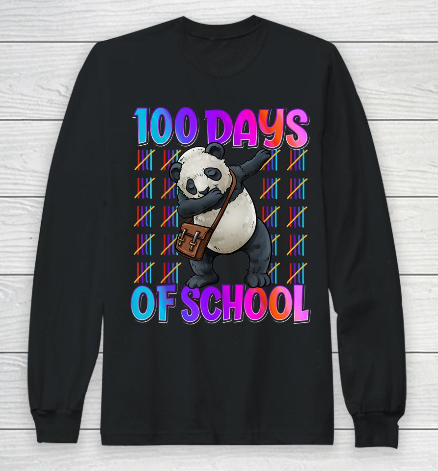 Happy 100 Days Of School 100 Days Smarter Dabbing Panda Long Sleeve T-Shirt