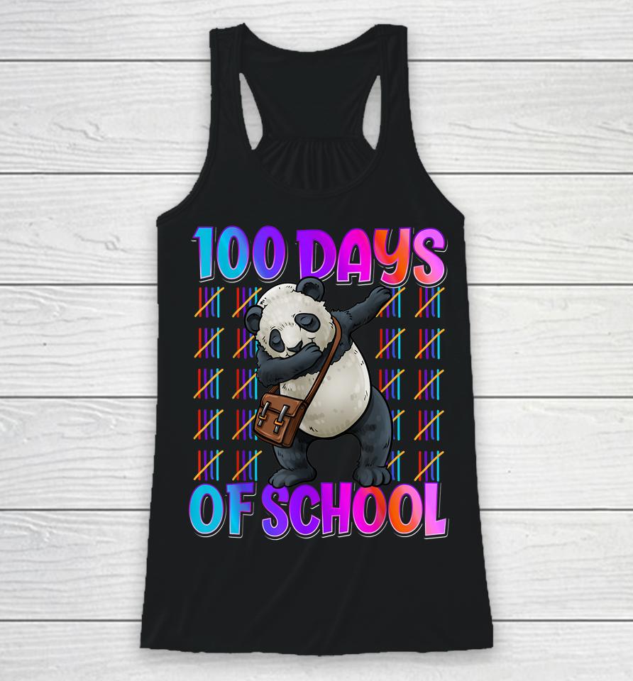 Happy 100 Days Of School 100 Days Smarter Dabbing Panda Racerback Tank