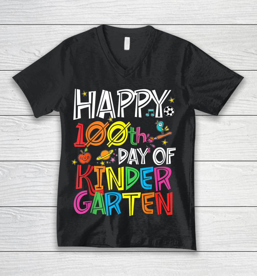 Happy 100Th Day Of Kindergarten Unisex V-Neck T-Shirt