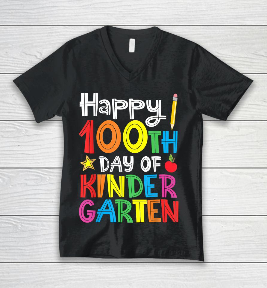 Happy 100Th Day Of Kindergarten Unisex V-Neck T-Shirt