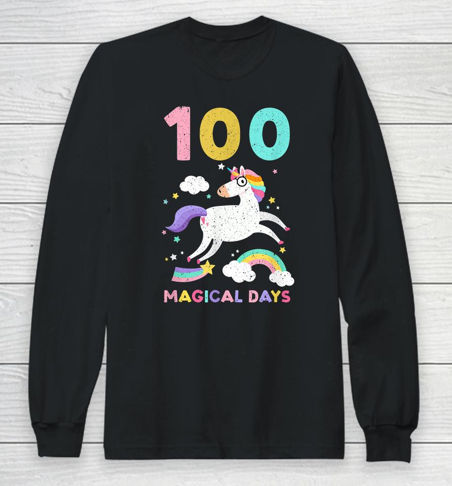 Happy 100Th Magical Day Of School Unicorn Teacher Student Long Sleeve T-Shirt