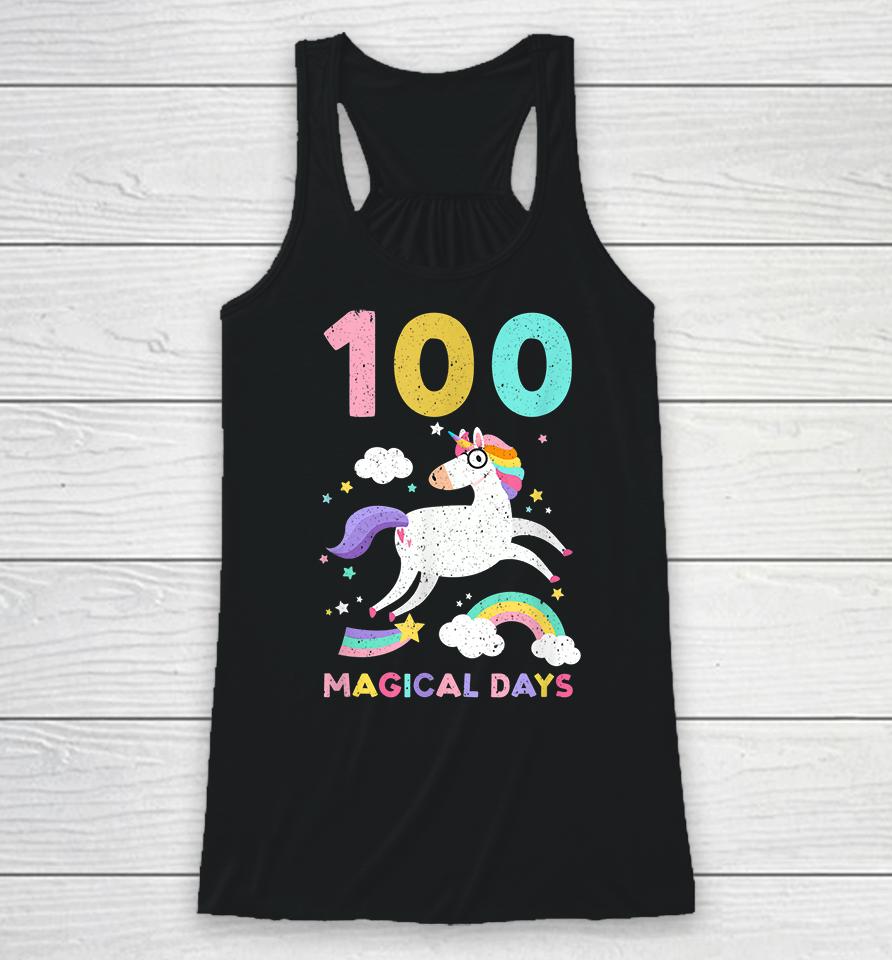 Happy 100Th Magical Day Of School Unicorn Teacher Student Racerback Tank