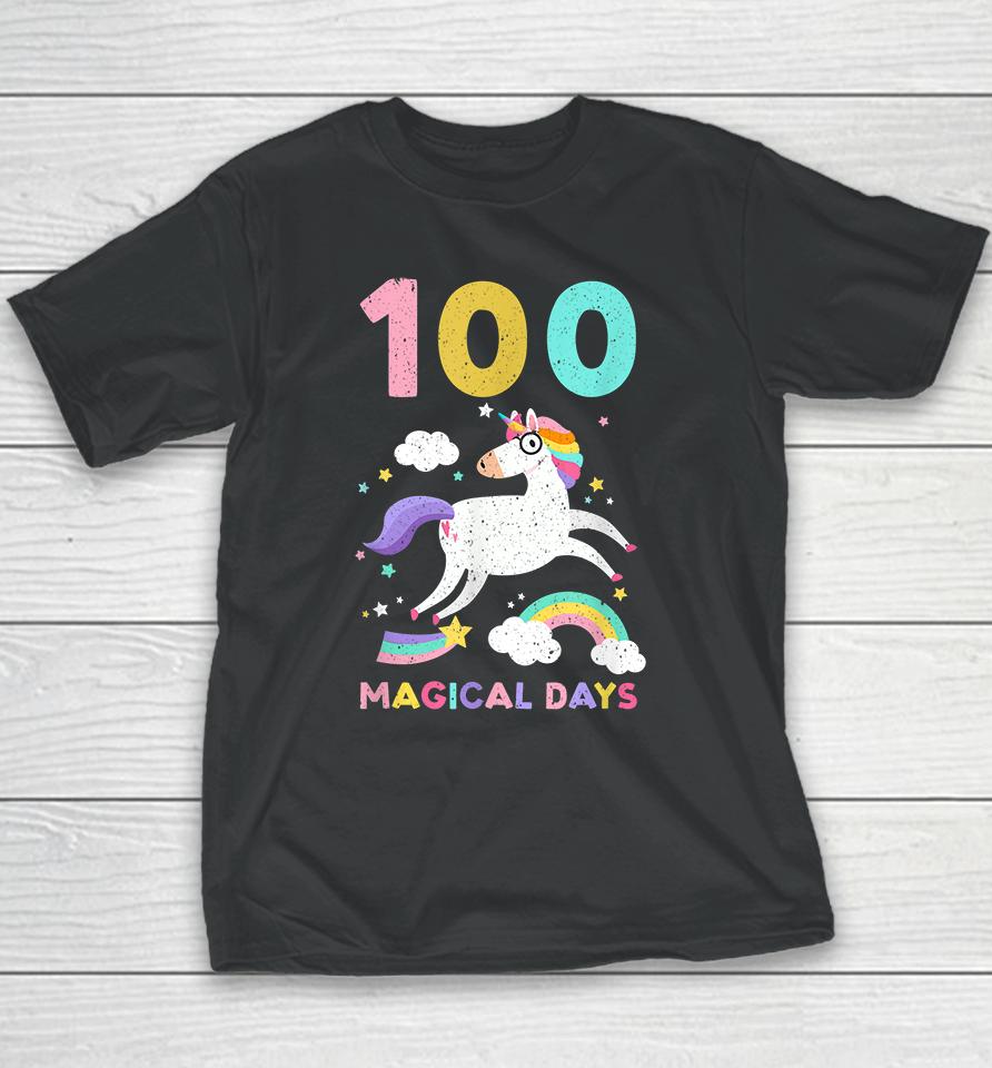 Happy 100Th Magical Day Of School Unicorn Teacher Student Youth T-Shirt