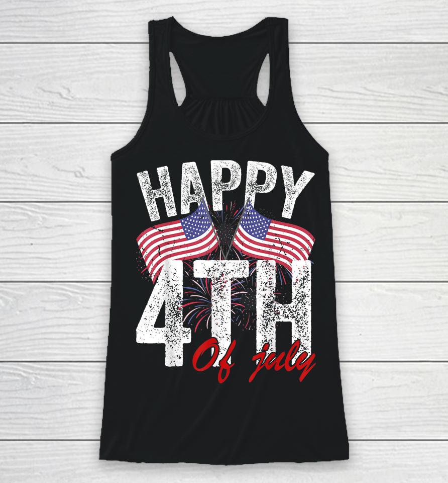 Happy 4Th Of July American Flag Usa Patriotic Racerback Tank