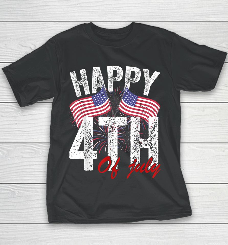 Happy 4Th Of July American Flag Usa Patriotic Youth T-Shirt