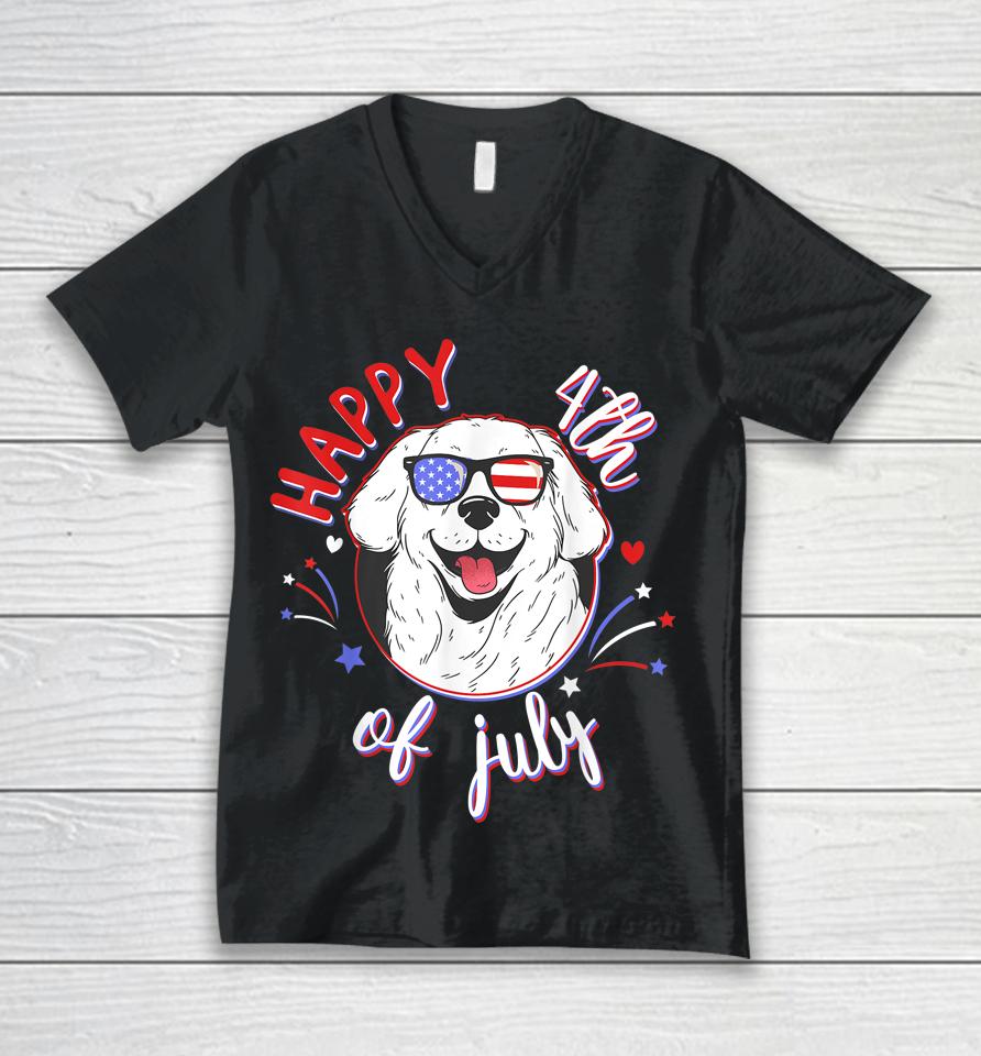 Happy 4Th Of July Dog Labrador Adorable Firework Pet Lab Unisex V-Neck T-Shirt