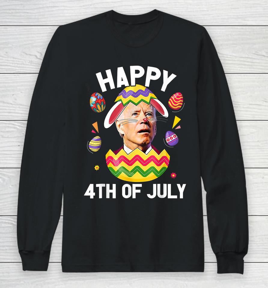 Happy 4Th Of July Easter Funny Bunny Confused Joe Biden Egg Long Sleeve T-Shirt