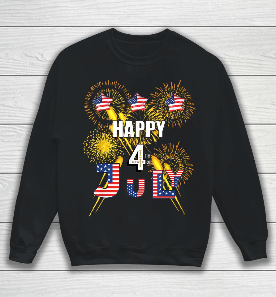 Happy 4Th Of July Flag Fireworks Balloons Sweatshirt